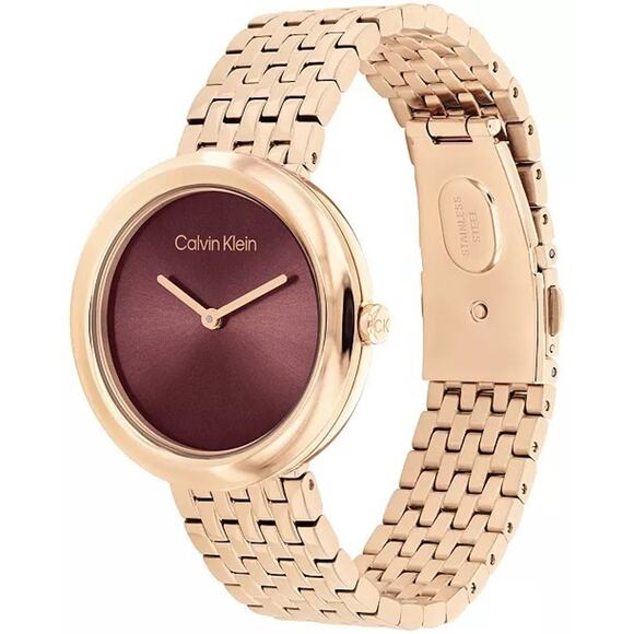 Calvin Klein Women Twisted Bezel Rose Gold-Tone Stainless Steel Bracelet $190 main image 4